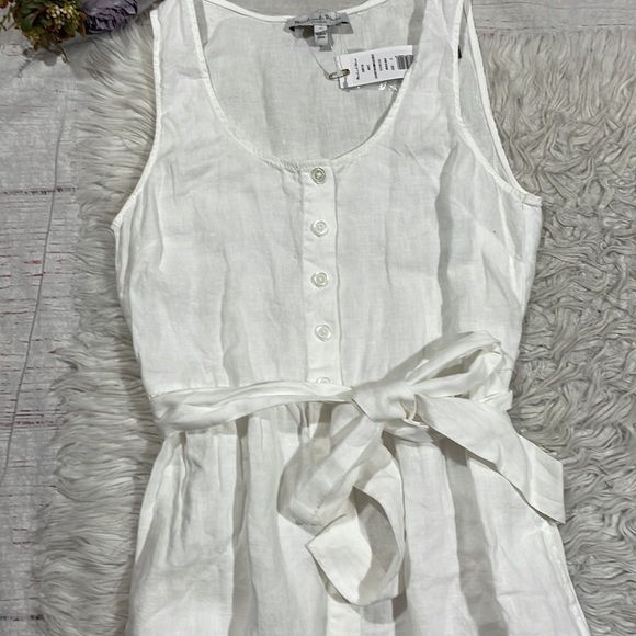 NWT Michael Stars Linen Lulu Button Down Midi Dress in White - Picture 11 of 12
